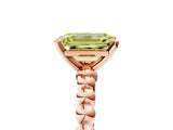 Rose gold Fancy Yellow Emerald Cut Diamond Solitaire Ring with Beaded Band and Prong Setting_310