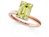 Rose gold Fancy Yellow Emerald Cut Diamond Solitaire Ring with Classic Band and Four-Prong Setting_1