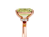 Rose gold Fancy Yellow Emerald Cut Diamond Solitaire Ring with Classic Band and Four-Prong Setting_5
