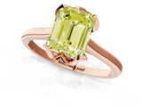 Rose gold Fancy Yellow Emerald Cut Diamond Solitaire Ring with Flower Prong Setting and Classic Band_37