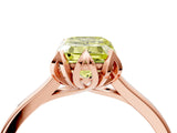 Rose gold Fancy Yellow Emerald Cut Diamond Solitaire Ring with Flower Prong Setting and Classic Band_40