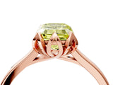 Rose gold Fancy Yellow Emerald Cut Diamond Solitaire Ring with Flower Prong Setting and Classic Band_71