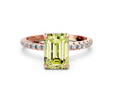 Rose gold Fancy Yellow Emerald Cut Diamond Solitaire Ring with Four-Prong Setting and Pavé Band_3