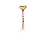Rose gold Fancy Yellow Emerald Cut Diamond Solitaire Ring with Four-Prong Setting and Pavé Band_5
