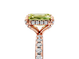 Rose gold Fancy Yellow Emerald Cut Diamond Solitaire Ring with Four-Prong Setting and Pavé Band_8