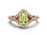 Rose gold Fancy Yellow Emerald Cut Diamond Solitaire Ring with Hidden Halo and Pavé Band_27