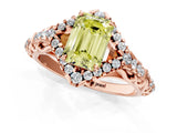 Rose gold Fancy Yellow Emerald Cut Diamond Solitaire Ring with Hidden Halo and Pavé Band_28