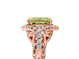 Rose gold Fancy Yellow Emerald Cut Diamond Solitaire Ring with Hidden Halo and Pavé Band_32