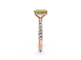 Rose gold Fancy Yellow Emerald Cut Diamond Solitaire Ring with Pavé Band and Four-Prong Setting_46