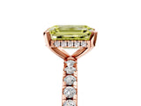 Rose gold Fancy Yellow Emerald Cut Diamond Solitaire Ring with Pavé Band and Four-Prong Setting_49