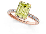 Rose gold Fancy Yellow Emerald Cut Diamond Solitaire Ring with Pavé Band and Hidden Halo_21