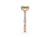 Rose gold Fancy Yellow Emerald Cut Diamond Solitaire Ring with Pavé Band and Hidden Halo_22