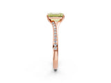 Rose gold Fancy Yellow Emerald Cut Diamond Solitaire Ring with Pavé Band and Prong Setting_14