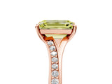 Rose gold Fancy Yellow Emerald Cut Diamond Solitaire Ring with Pavé Band and Prong Setting_17