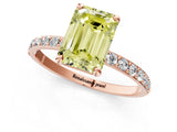 Rose gold Fancy Yellow Emerald Cut Diamond Solitaire Ring with Pave Band and Four Prong Setting_88