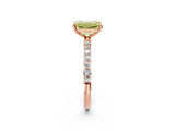 Rose gold Fancy Yellow Emerald Cut Diamond Solitaire Ring with Pave Band and Four Prong Setting_89