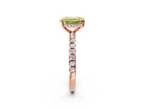 Rose gold Fancy Yellow Emerald Cut Diamond Solitaire Ring with Round  Pavé Band and Four-Prong Setting_38