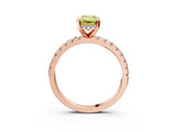 Rose gold Fancy Yellow Emerald Cut Diamond Solitaire Ring with Round  Pavé Band and Four-Prong Setting_39