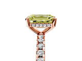 Rose gold Fancy Yellow Emerald Cut Diamond Solitaire Ring with Round  Pavé Band and Four-Prong Setting_41