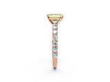 Rose gold Fancy Yellow Emerald Cut Diamond Solitaire Ring with Shared Prong Pavé Band and Four-Prong Setting_60