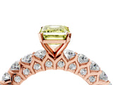 Rose gold Fancy Yellow Emerald Cut Diamond Solitaire Ring with Shared Prong Pavé Band and Four-Prong Setting_62