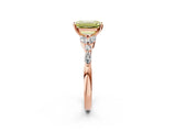 Rose gold Fancy Yellow Emerald Cut Diamond Solitaire Ring with Side Stones and Four-Prong Setting_270