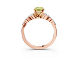 Rose gold Fancy Yellow Emerald Cut Diamond Solitaire Ring with Side Stones and Four-Prong Setting_271