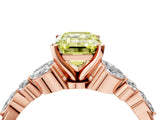 Rose gold Fancy Yellow Emerald Cut Diamond Solitaire Ring with Side Stones and Four-Prong Setting_272