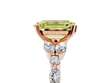 Rose gold Fancy Yellow Emerald Cut Diamond Solitaire Ring with Side Stones and Four-Prong Setting_273