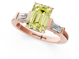 Rose gold Fancy Yellow Emerald  Cut Diamond Solitaire Ring with Tapered Baguette Accents and Four-Prong Setting_66