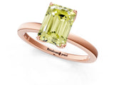 Rose gold Fancy Yellow Emerald Cut Diamond Solitaire Ring with Thin Band and Prong Setting_13