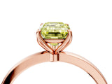 Rose gold Fancy Yellow Emerald Cut Diamond Solitaire Ring with Thin Band and Prong Setting_16