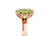 Rose gold Fancy Yellow Emerald Cut Diamond Solitaire Ring with Thin Band and Prong Setting_17