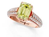 Rose gold Fancy Yellow Emerald Cut Diamond Solitaire Ring with Three-Row Pavé Band and Four-Prong Setting_38