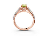 Rose gold Fancy Yellow Emerald Cut Diamond Solitaire Ring with Three-Row Pavé Band and Four-Prong Setting_40