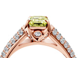 Rose gold Fancy Yellow Emerald Cut Diamond Solitaire Ring with Three-Row Pavé Band and Four-Prong Setting_41