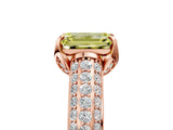 Rose gold Fancy Yellow Emerald Cut Diamond Solitaire Ring with Three-Row Pavé Band and Four-Prong Setting_42