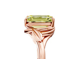 Rose gold Fancy Yellow Emerald Cut Diamond Solitaire Ring with Twist Band and Four-Prong Setting_62
