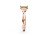 Rose gold Fancy Yellow Emerald Cut Diamond Solitaire Twist Band Prong Setting Ring_57