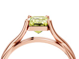 Rose gold Fancy Yellow Emerald Cut Diamond Solitaire Twist Band Prong Setting Ring_59