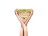 Rose gold Fancy Yellow Emerald Cut Diamond Solitaire Twist Band Prong Setting Ring_60