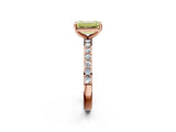 Rose gold Fancy Yellow Emerald  Cut Diamond Solitaire with Pave Band and Four-Prong Setting 3
