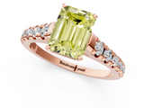 Rose gold Fancy Yellow Emerald  Cut Diamond Solitaire with Pave Band and Four-Prong Setting_127