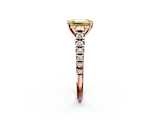 Rose gold Fancy Yellow Emerald  Cut Diamond Solitaire with Pave Band and Four-Prong Setting_128