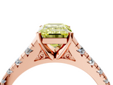 Rose gold Fancy Yellow Emerald  Cut Diamond Solitaire with Pave Band and Four-Prong Setting_130