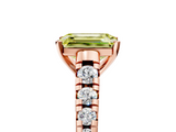 Rose gold Fancy Yellow Emerald  Cut Diamond Solitaire with Pave Band and Four-Prong Setting_131