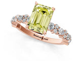 Rose gold Fancy Yellow Emerald Cut Diamond Solitaire with Side Stones, Pave Band, Four-Prong Setting_80