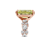 Rose gold Fancy Yellow Emerald Cut Diamond Solitaire with Side Stones, Pave Band, Four-Prong Setting_84