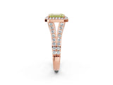 Rose gold Fancy Yellow Emerald Cut Diamond Split Shank Halo Ring with Four-Prong Setting_60