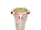 Rose gold Fancy Yellow Emerald Cut Diamond Split Shank Halo Ring with Four-Prong Setting_63